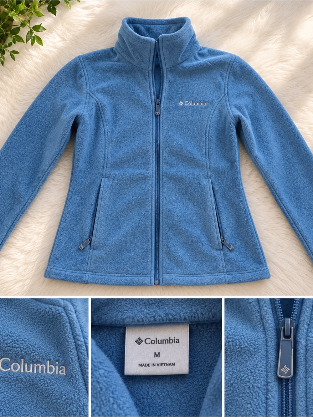 Title: Columbia Women’s Blue Fleece Full-Zip Jacket – Size M